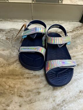 NATIVE CHARLEY KIDS  Toddler Sz 10 HOLOGRAM  Blue COMFORTABLE SANDAL